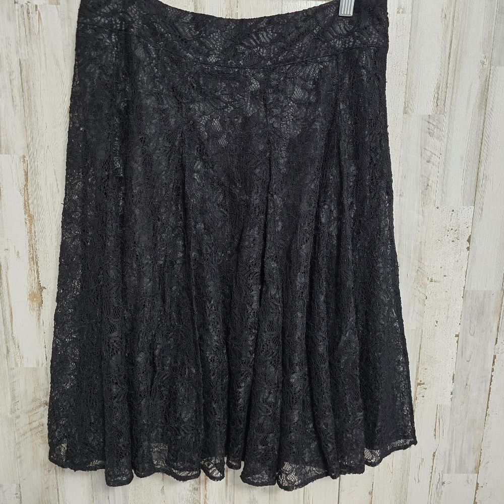 Grace Elements Victoria Black Romantic Sheer Floral Lace Skirt Size 6